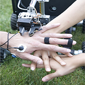 hands held in a layered pattern