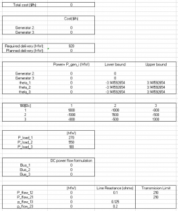 screencapture of excel input