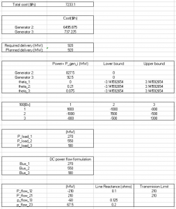 screencapture of excel output