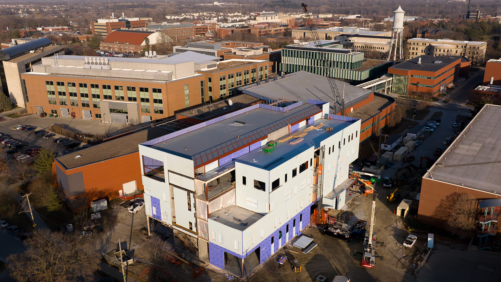 drone view of Therkildsen Industrial Engineeering building construction