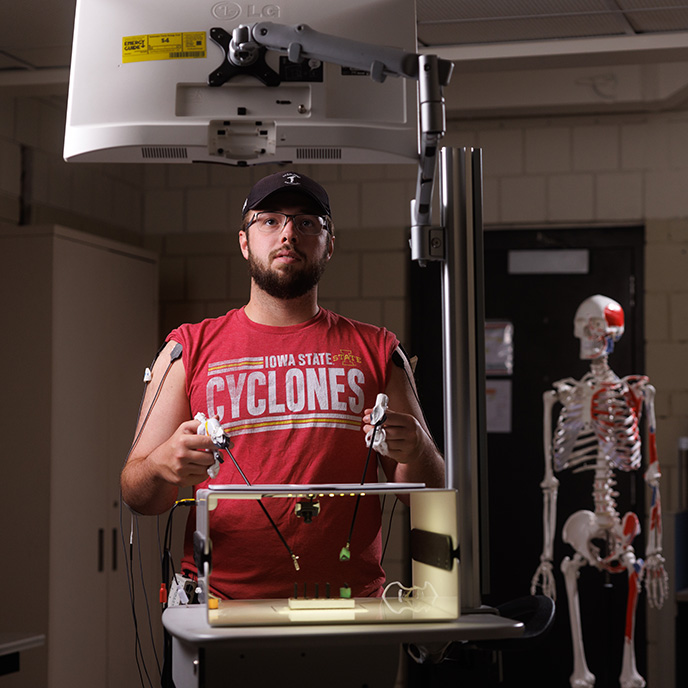 student in lab setting