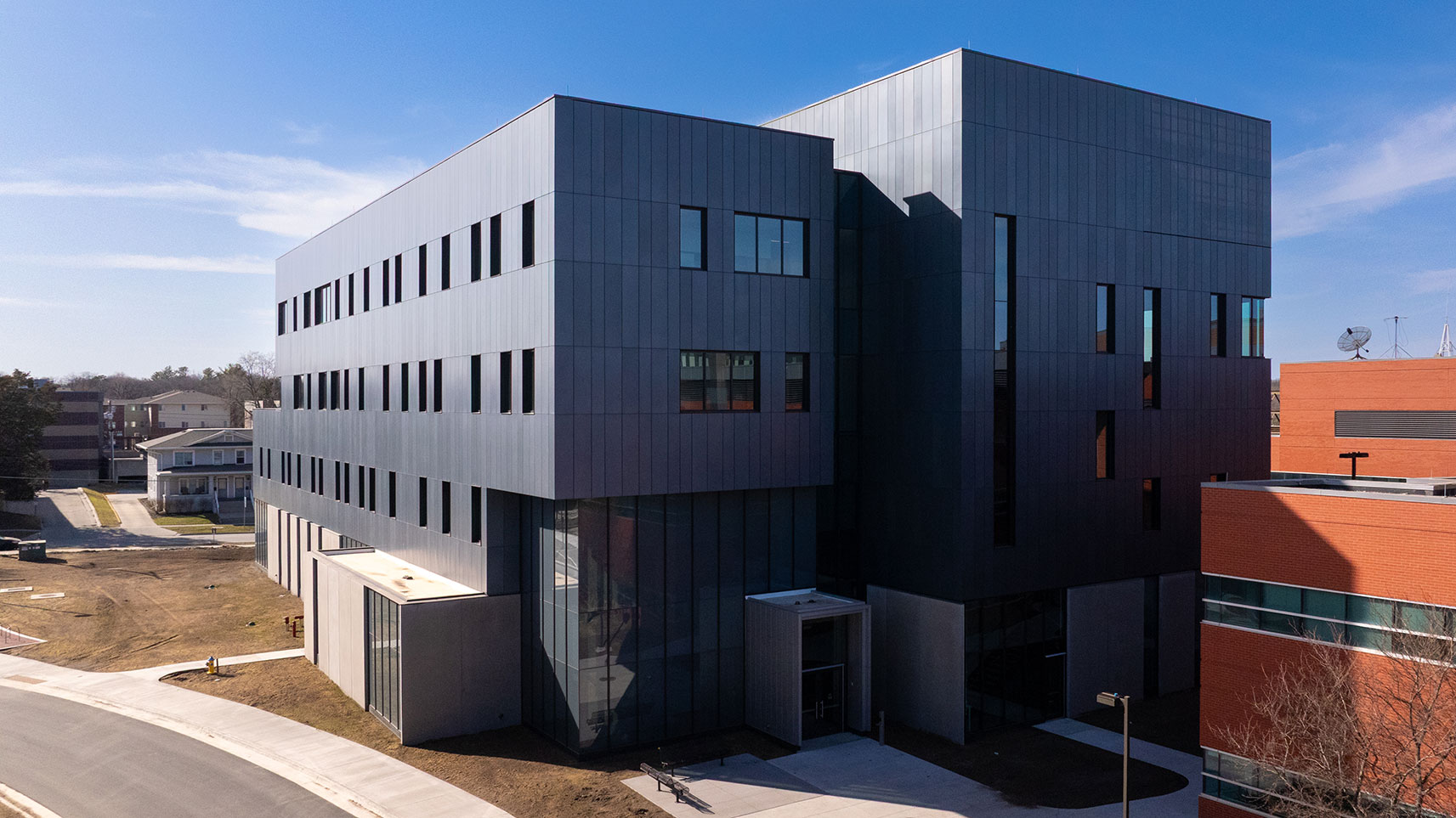 drone view of Therkildsen Industrial Engineering Building